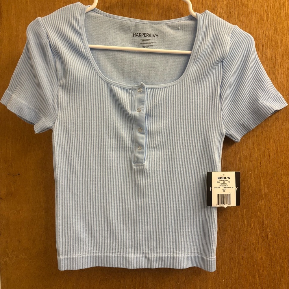 Harper&Ivy Baby Blue Short Sleeve Top
